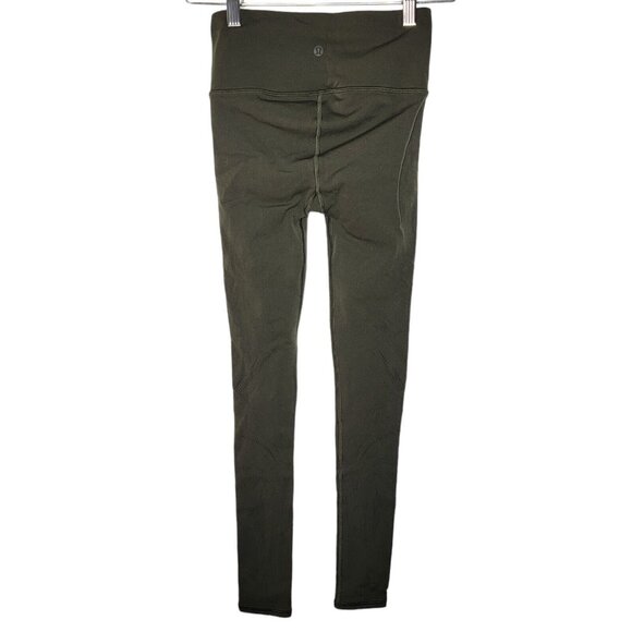 Lululemon Size 4 Reveal Tight‎ En Avante 26" Dark Olive Mesh Women's Leggings - Picture 2 of 5